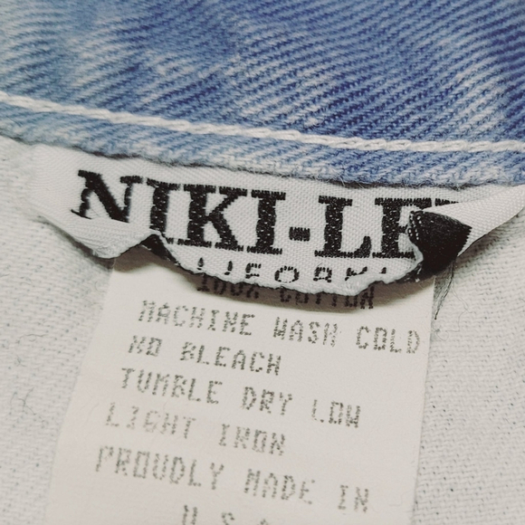 Rare Vintage 90s Niki-Lee Angelic Cherub Print High Waisted Denim Mini Skort S - Picture 10 of 11